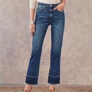 AMO Jeans Bella Released Hem Shades Of Blue High Rise Straight Leg Denim
